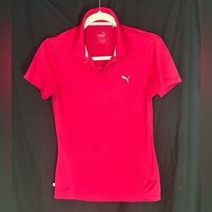 PUMA Women's Bright Pink Short Sleeve Polo (Size Small)